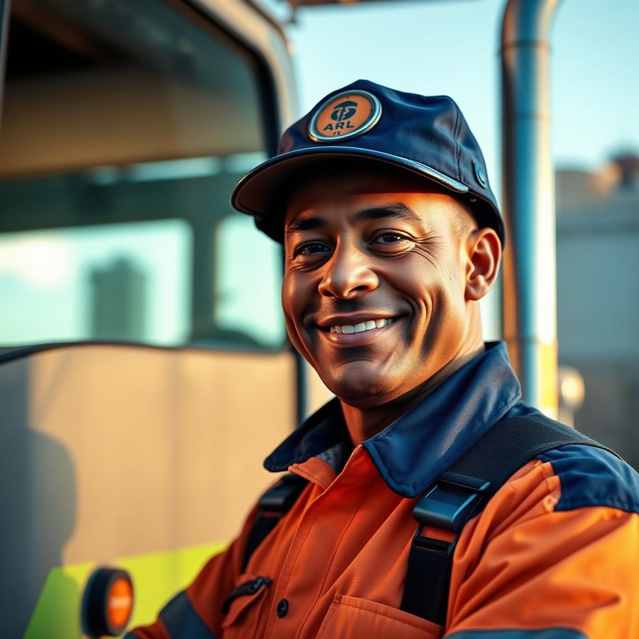 Professional fuel transport driver in uniform